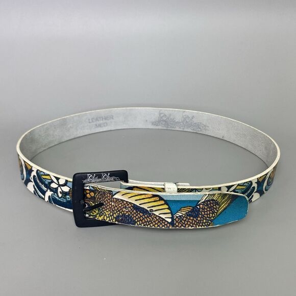Silver Star Leather Belt Koi Fish Print Buckle Medium Casual Graphic Streetwear main image 8